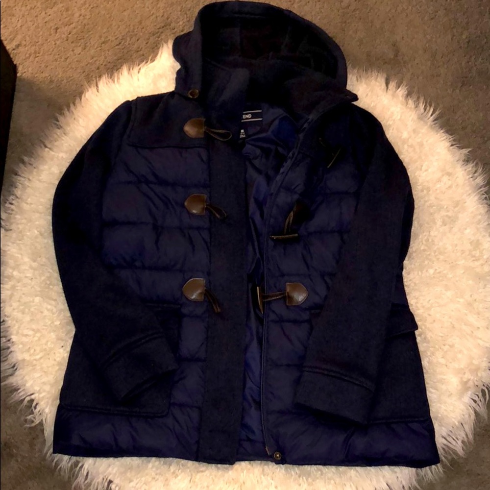 Sweater Puffer Jacket with Detailed Closure